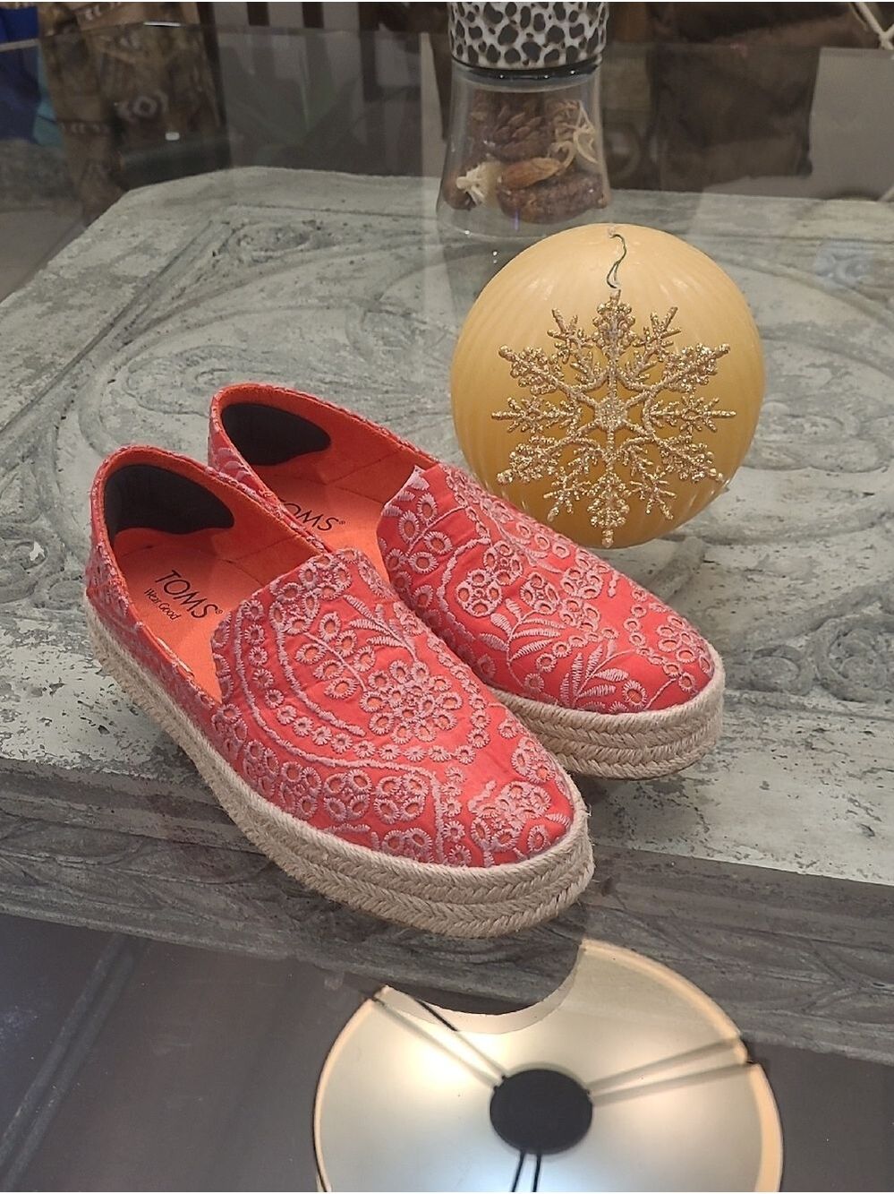 TOMS - Womens Carolina Espadrille Red Size 7.5 Like New